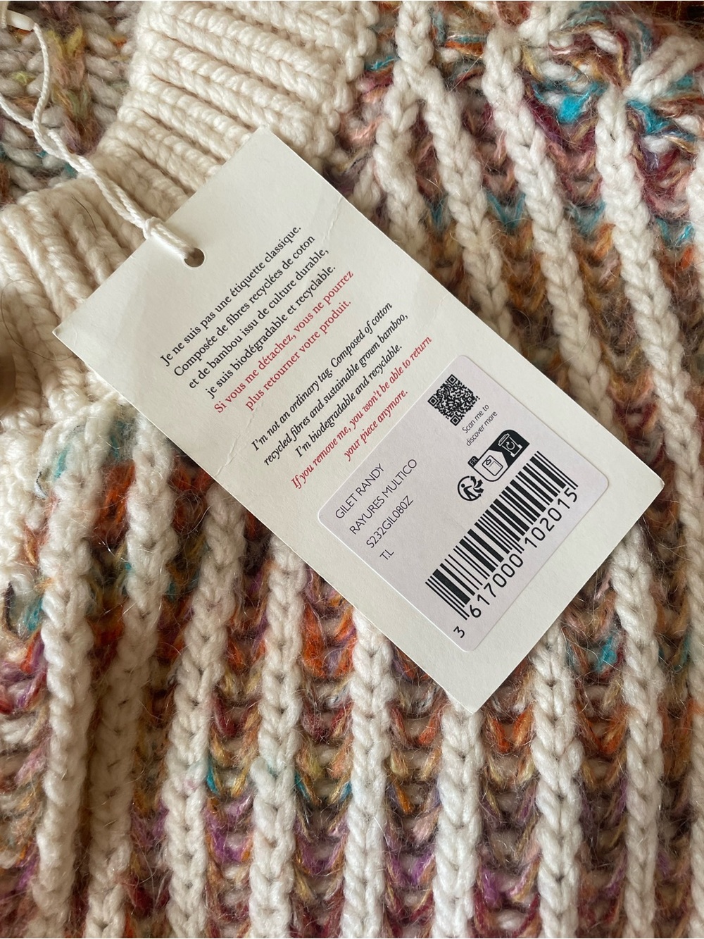 Sezane Randy Multicolor Knit Button-Up Cardigan Sweater - Picture 3 of 3